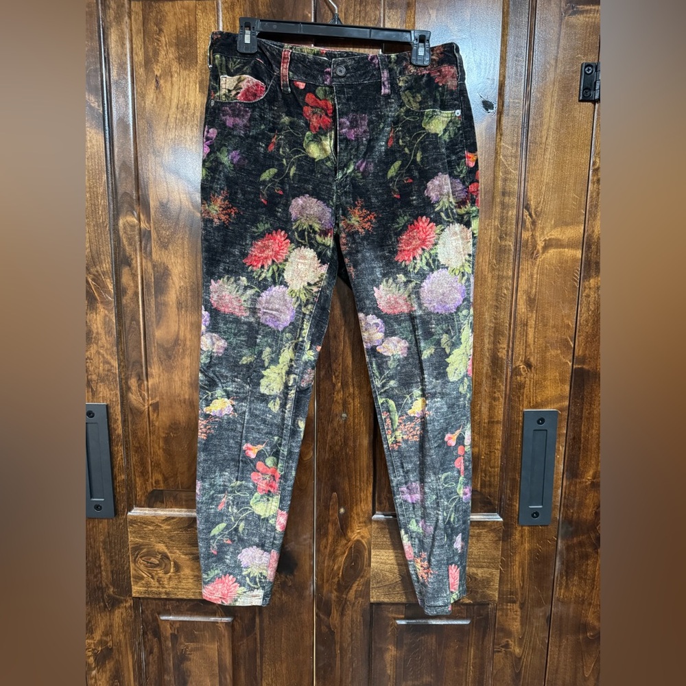 Pilcro and the Letterpress Floral Ankle Pants - Black, Red, Green, Purple